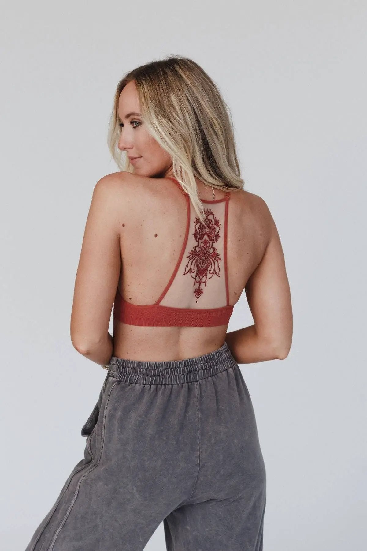 Three Bird Nest Three Bird Nest - Tattoo Bralette - Rust: Rust - Camisoles