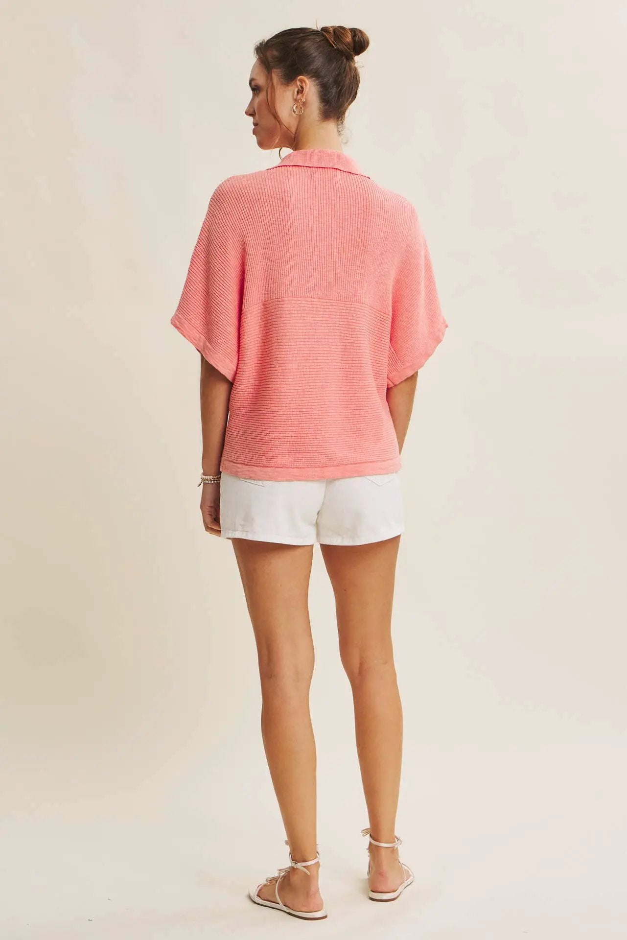 in february The Relaxed Fit Luxe Slub Knit Top – Papaya - Sweaters