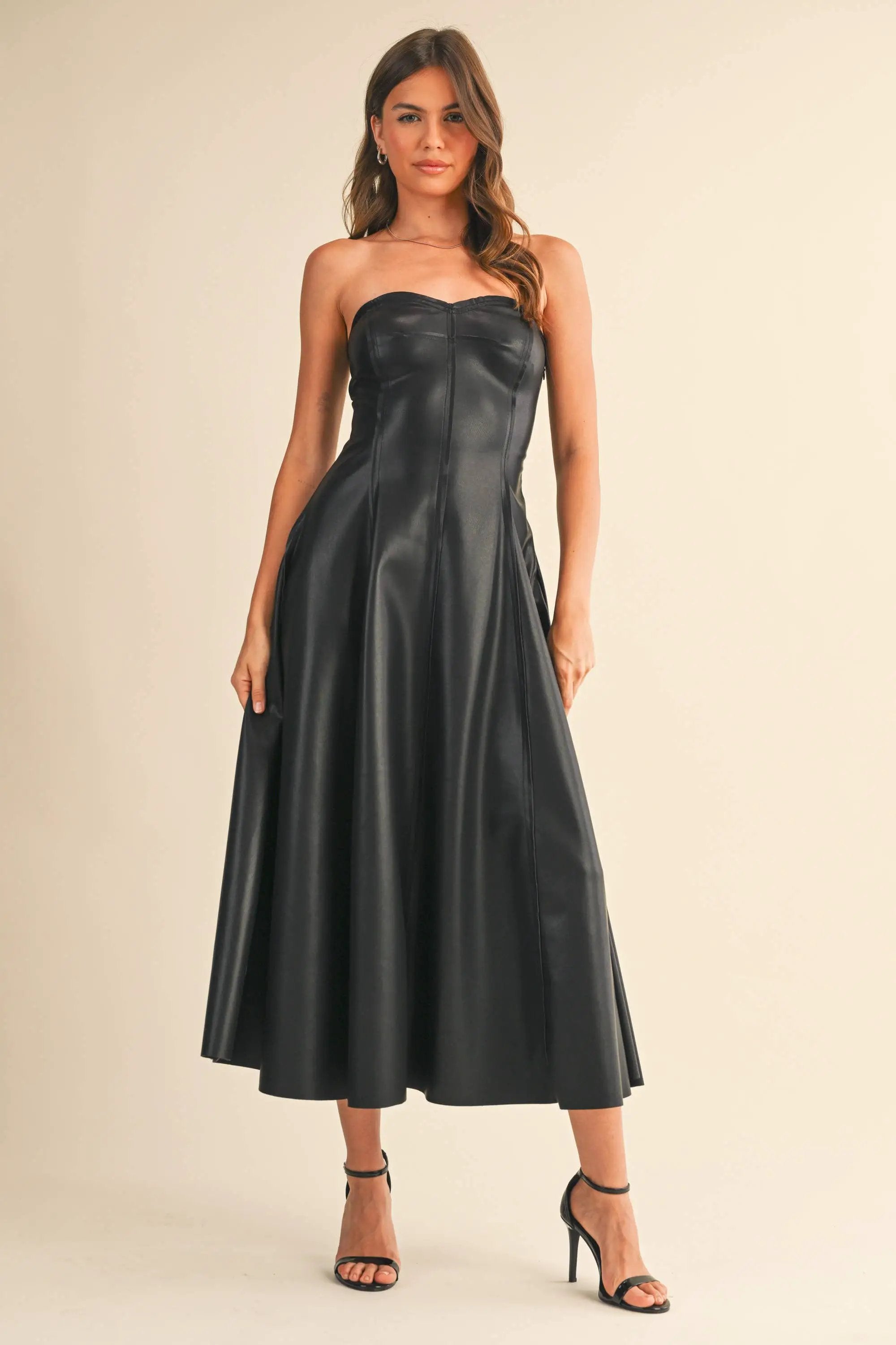Klesis The After Dark Faux Leather Midi Dress - Dresses