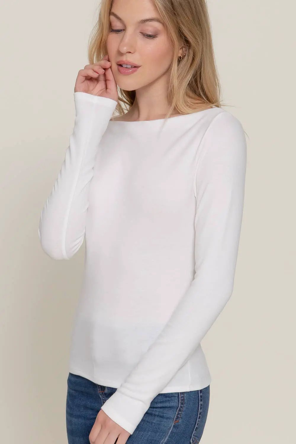 Active Basic | Active USA Chasing Clouds Wide Boat Neck Knit Top - Shirts