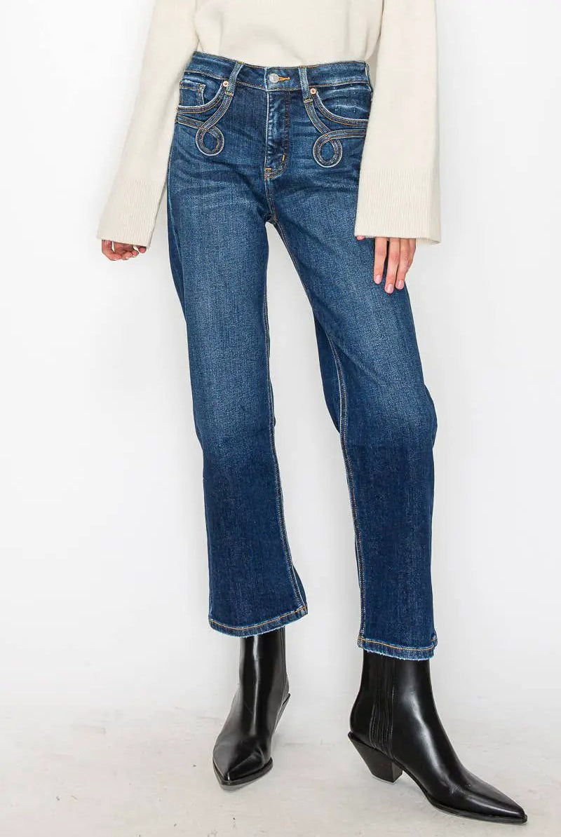 ARTEMIS VINTAGE Artemis Vintage Tummy Control Western Detail High Rise Straight Jean - Jeans