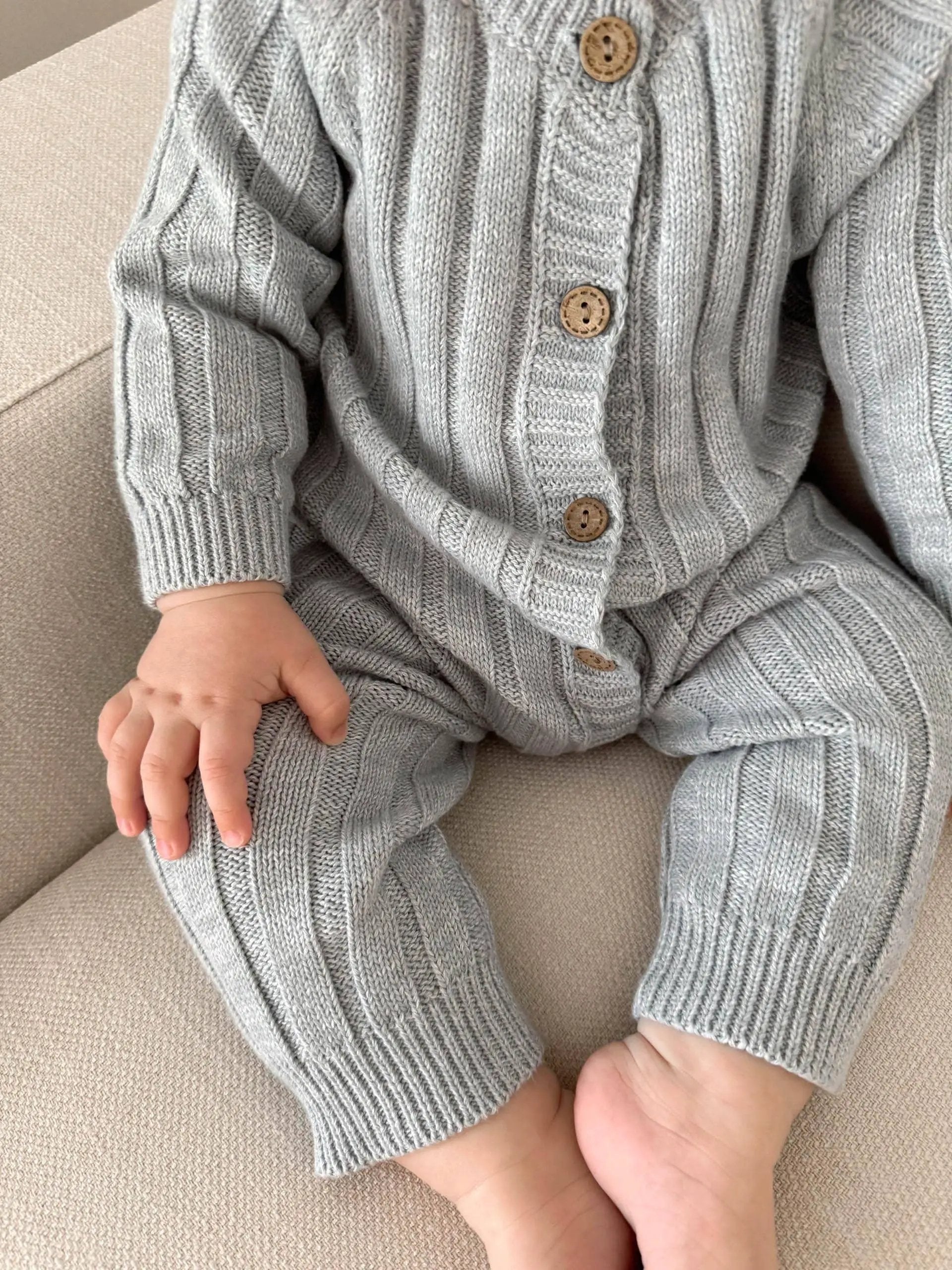 OLIVE & CRADLE The Milo Heirloom Knit Romper - Onesies