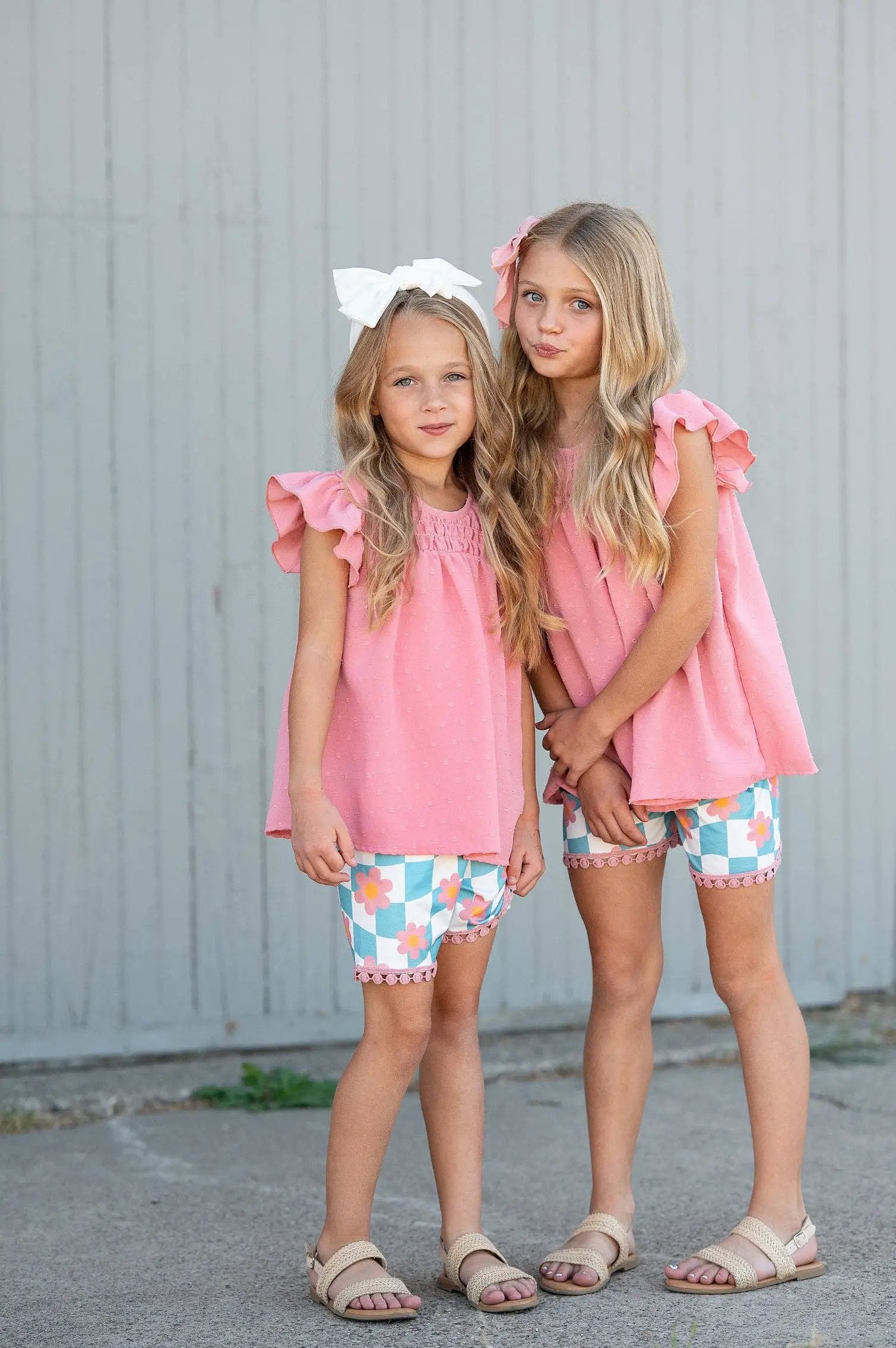 Adorable Sweetness The Pink Daisy Check Dreams Set - Outfit Sets