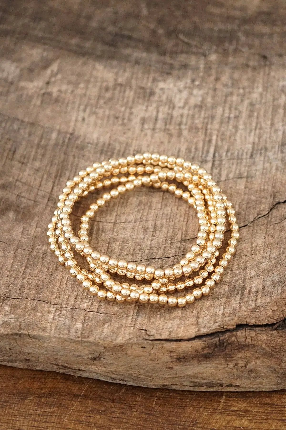 PennyLine inc The Timeless Gold Ball Beaded Stack Bracelet Set - Bracelets small ball beads bracelet
