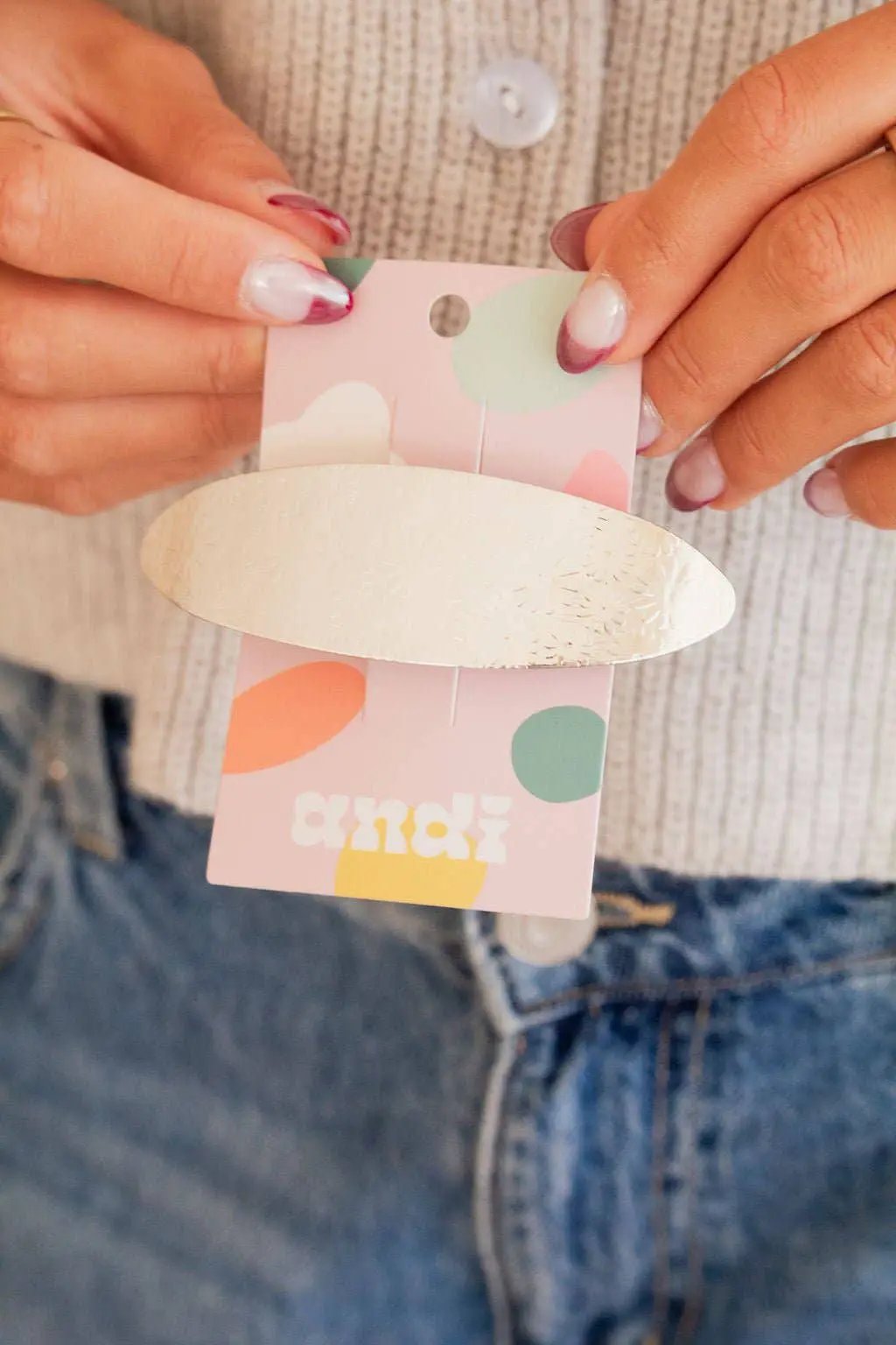 Shop ANDi The Textured Daisy Barrette: Silver - Hair Pins, Claws & Clips