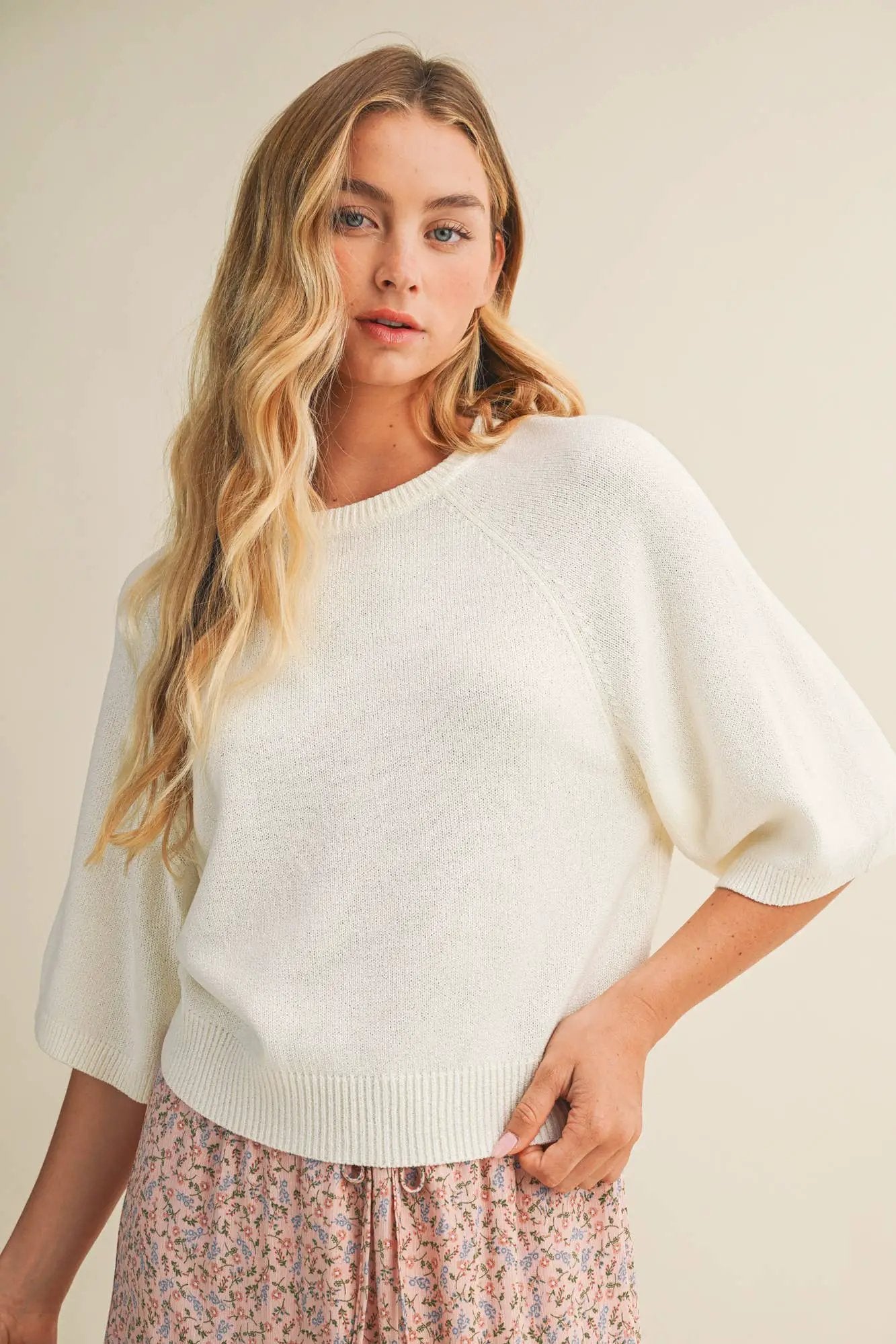 Mustard Seed Mustard Seed - RAGLAN SHORT SLEEVE SWEATER - Sweaters