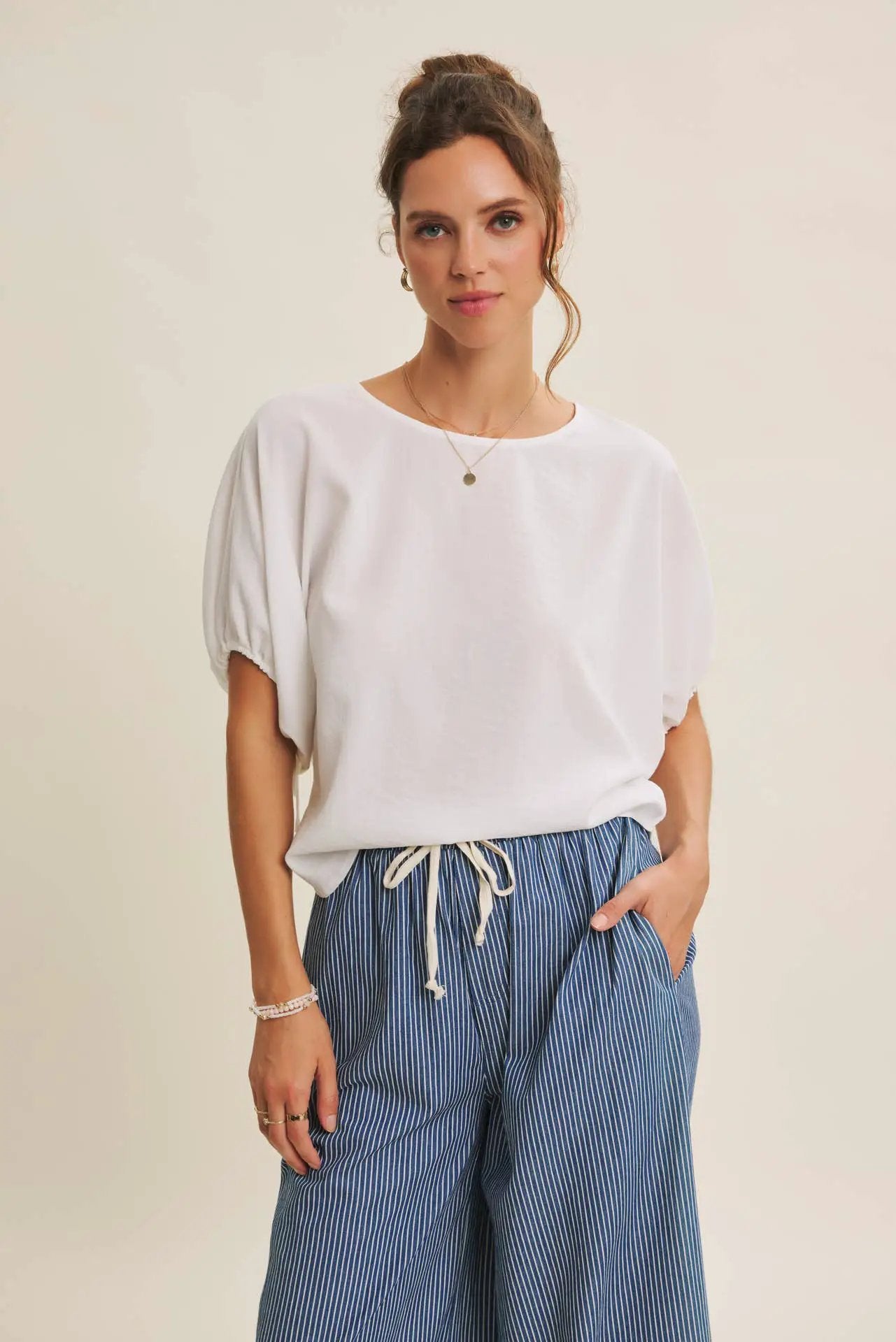 in february The Light & Lovely Dolman Blouse: Off White - Blouses