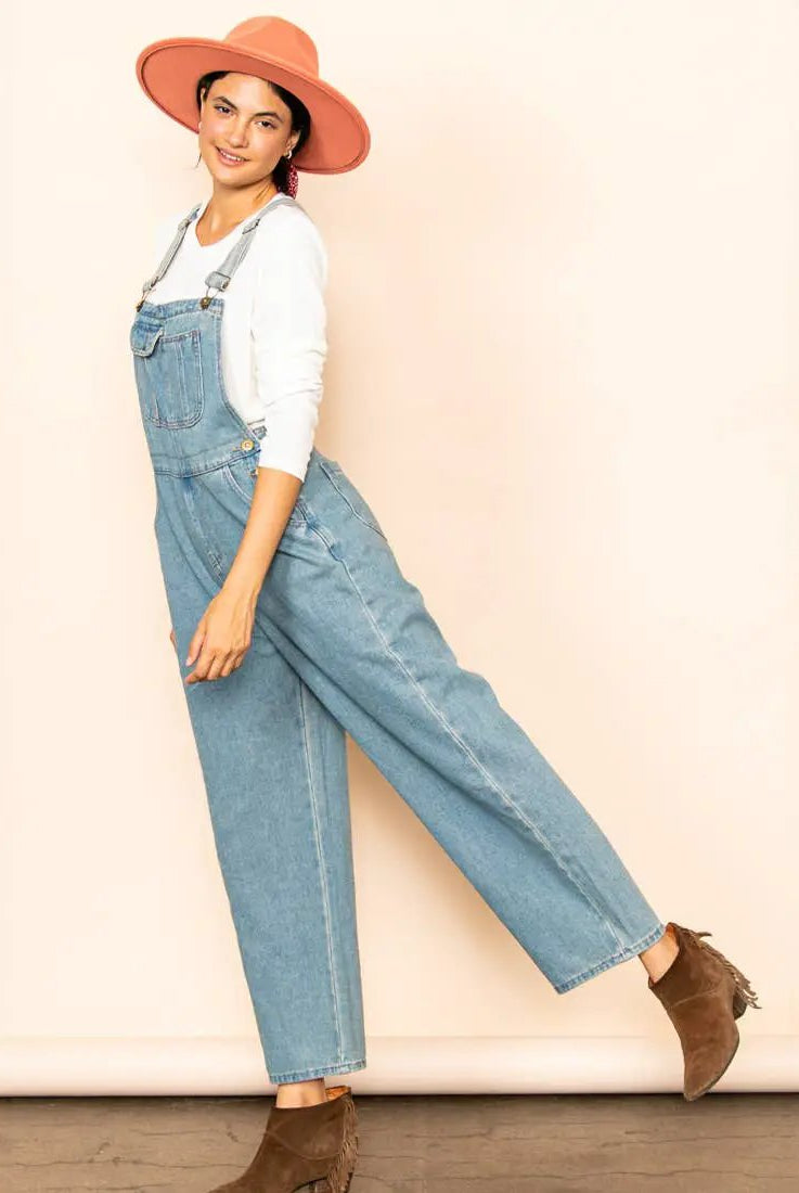 Elloh Collection Vintage Mom Fit Denim Overalls - One-Pieces
