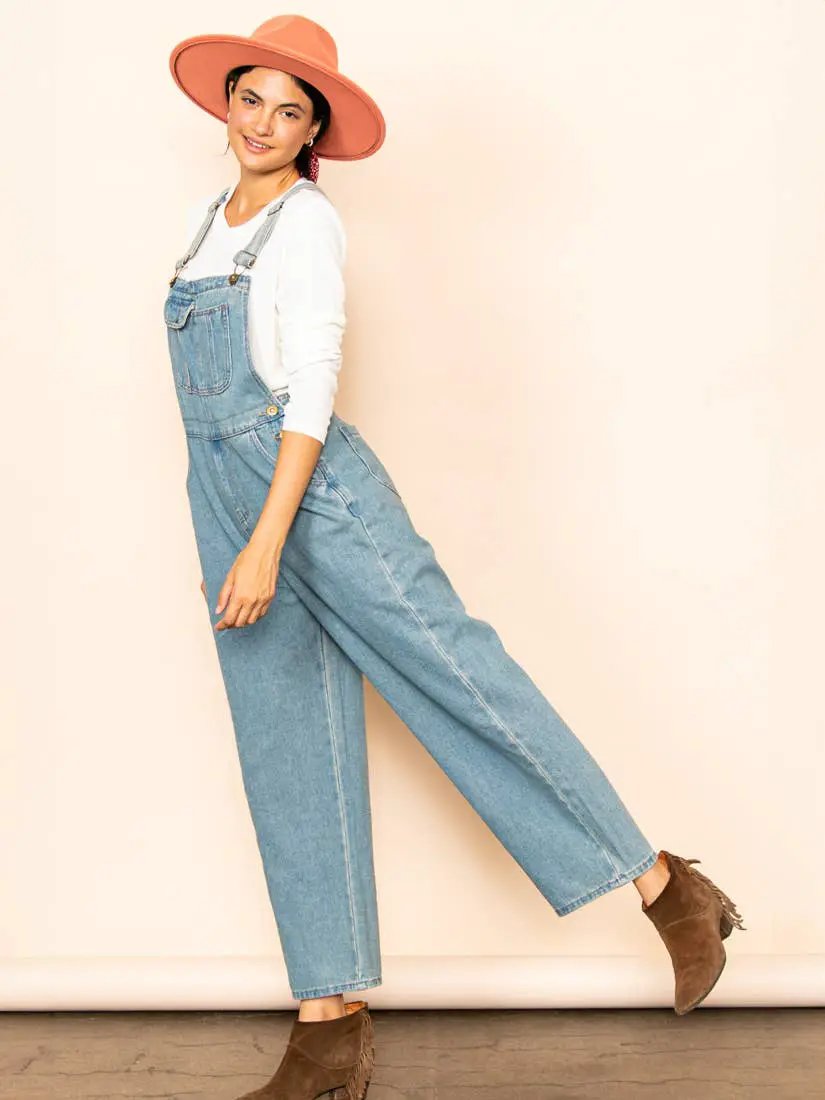 Elloh Collection Vintage Mom Fit Denim Overalls - One-Pieces