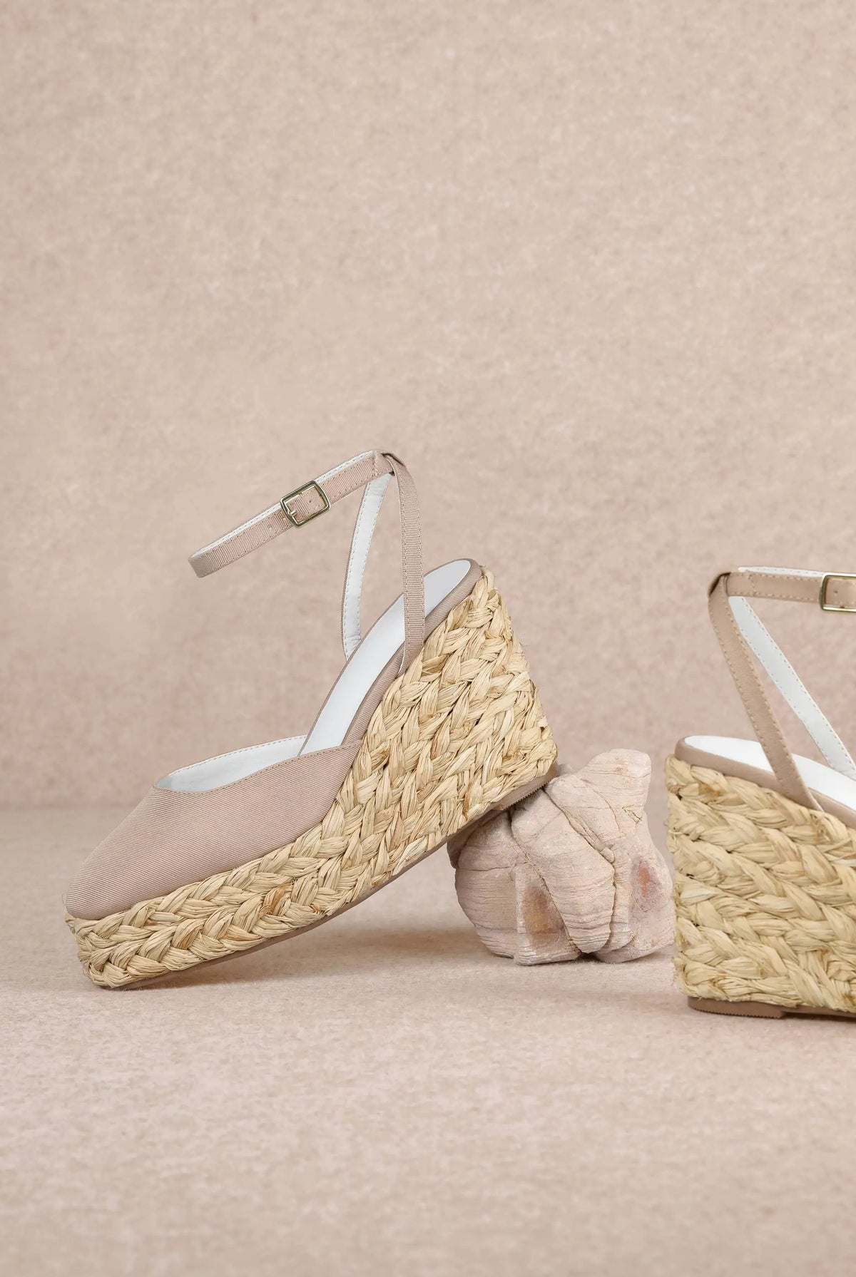 MiiM The AZURA Espadrille Wedge Sandals: Apricot - Sandals