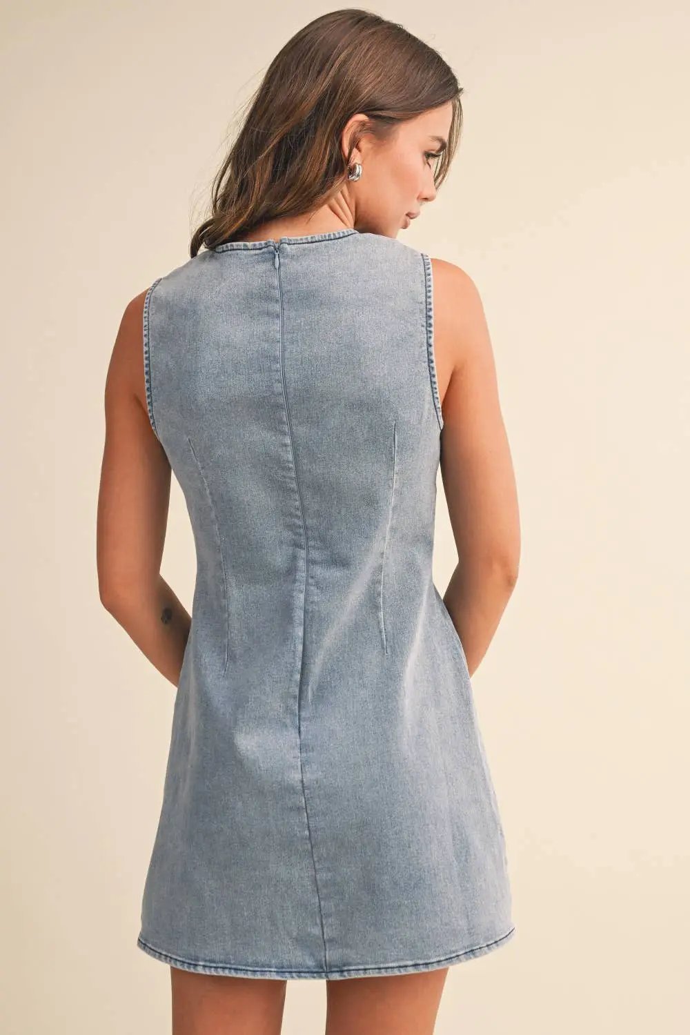 Klesis The Bluebell Bow Denim Mini Dress - Dresses