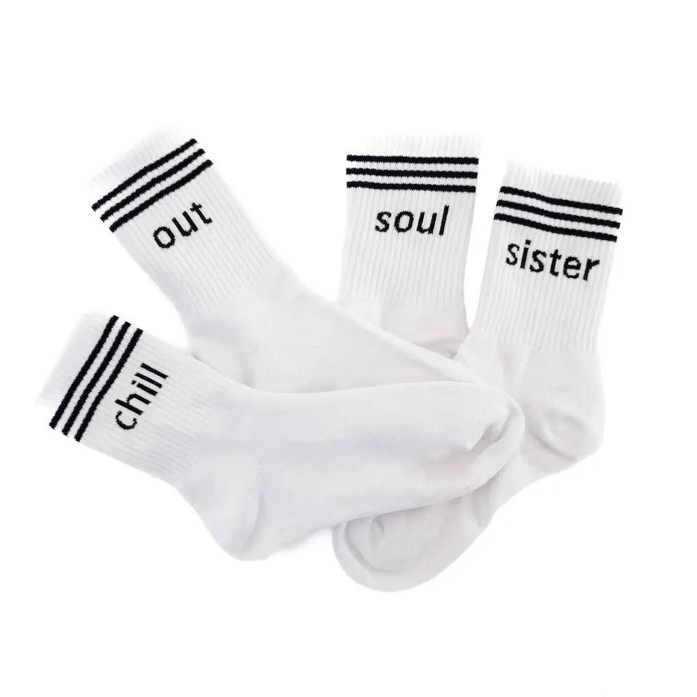 Pretty Simple Pretty Simple - Word Up Stripe Socks: Chill Out - Crew Socks