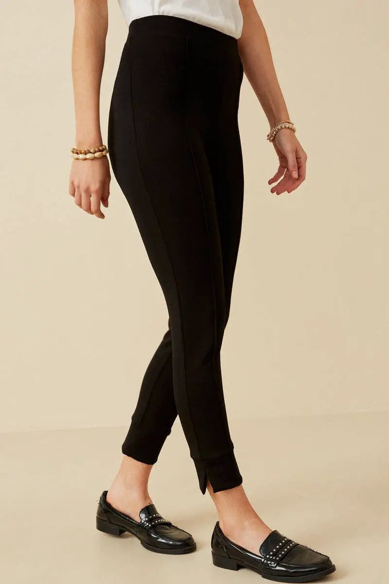 Hayden LA Hayden LA - Womens Elastic Waist Slitted Knit Pants: Black - Pants