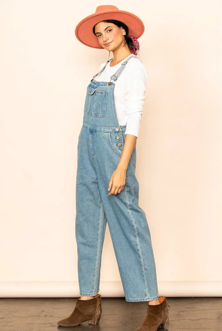 Elloh Collection Vintage Mom Fit Denim Overalls - One-Pieces
