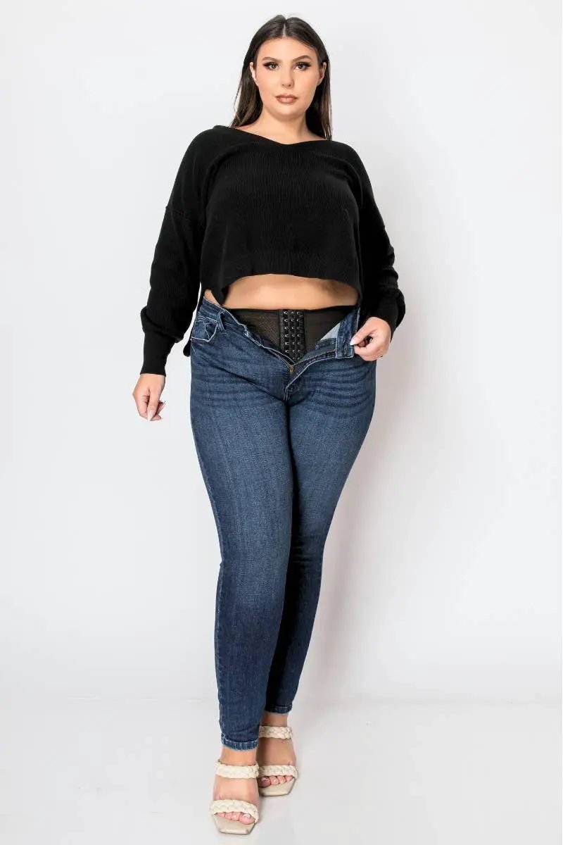 ARTEMIS VINTAGE Artemis Vintage Corset High Rise Double Waist Stretch PLUS Skinny Jeans - Jeans