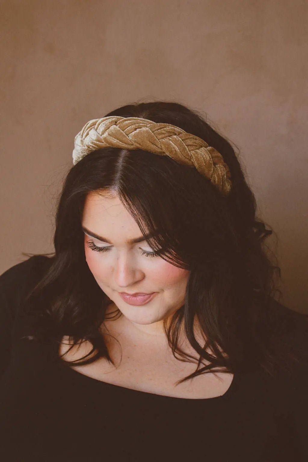 Shop ANDi Mocha Velvet Braided Hard Headband - Headbands