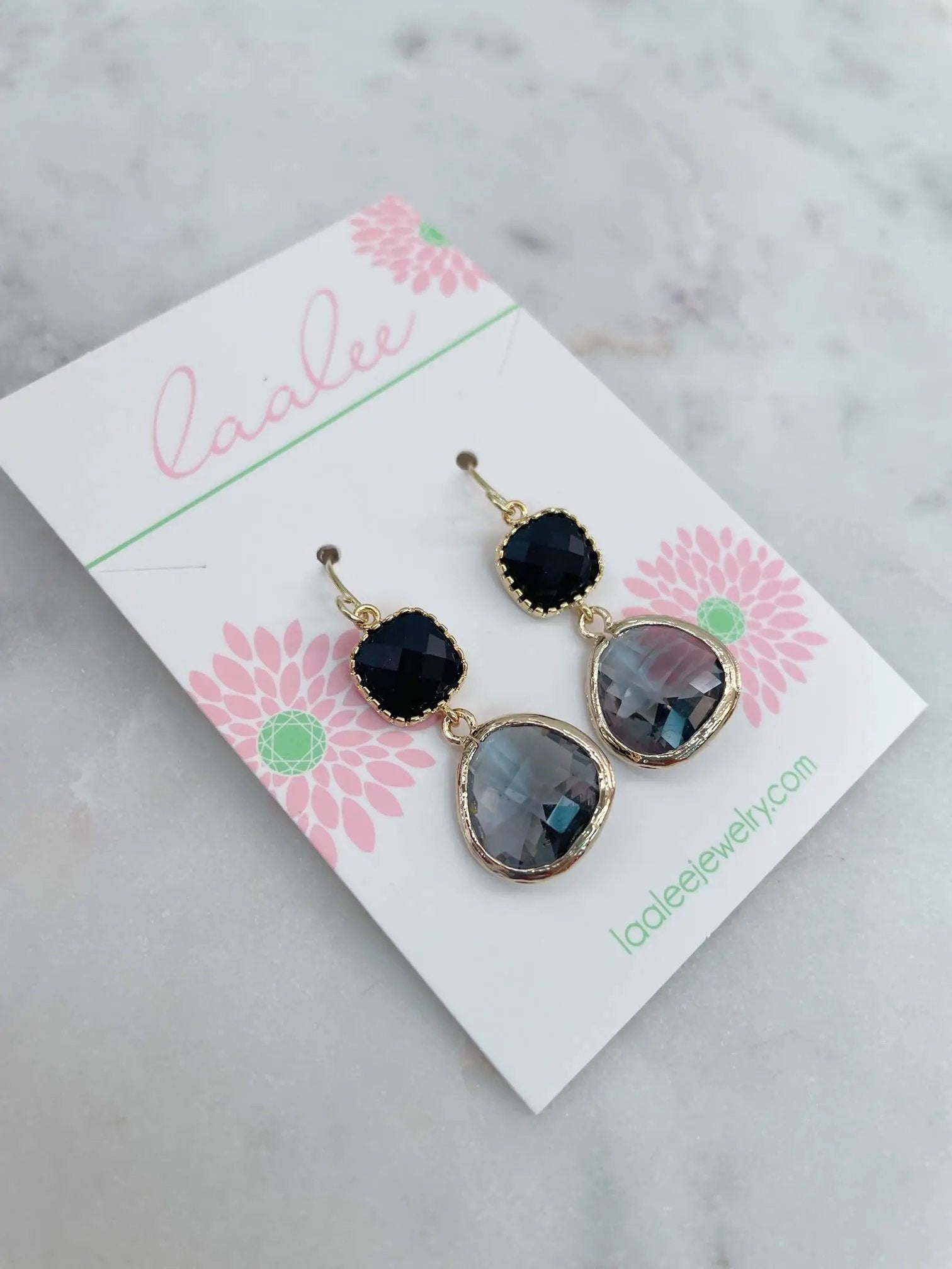 Laalee Jewelry Black and Grey Earrings, Black Jewelry, Gray Jewelry - Earrings