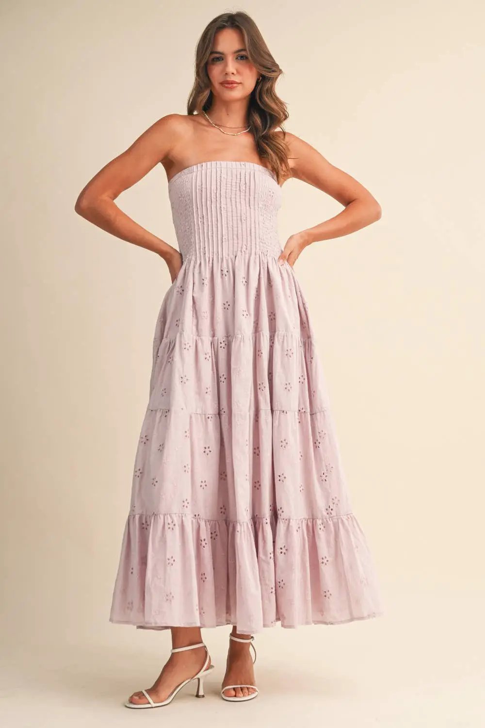 Klesis The Lavender Daydream Eyelet Midi Dress - Dresses