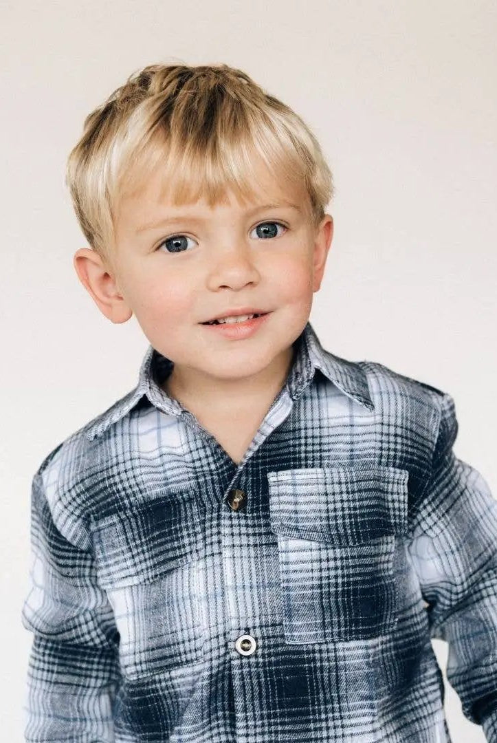 HAHA MAMA Clothing Lightweight Navy Flannel - CHILD - Baby & Toddler Tops
