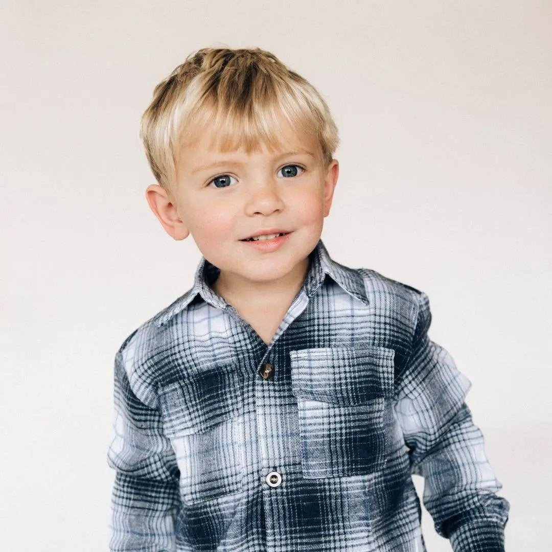 HAHA MAMA Clothing Lightweight Navy Flannel - CHILD - Baby & Toddler Tops
