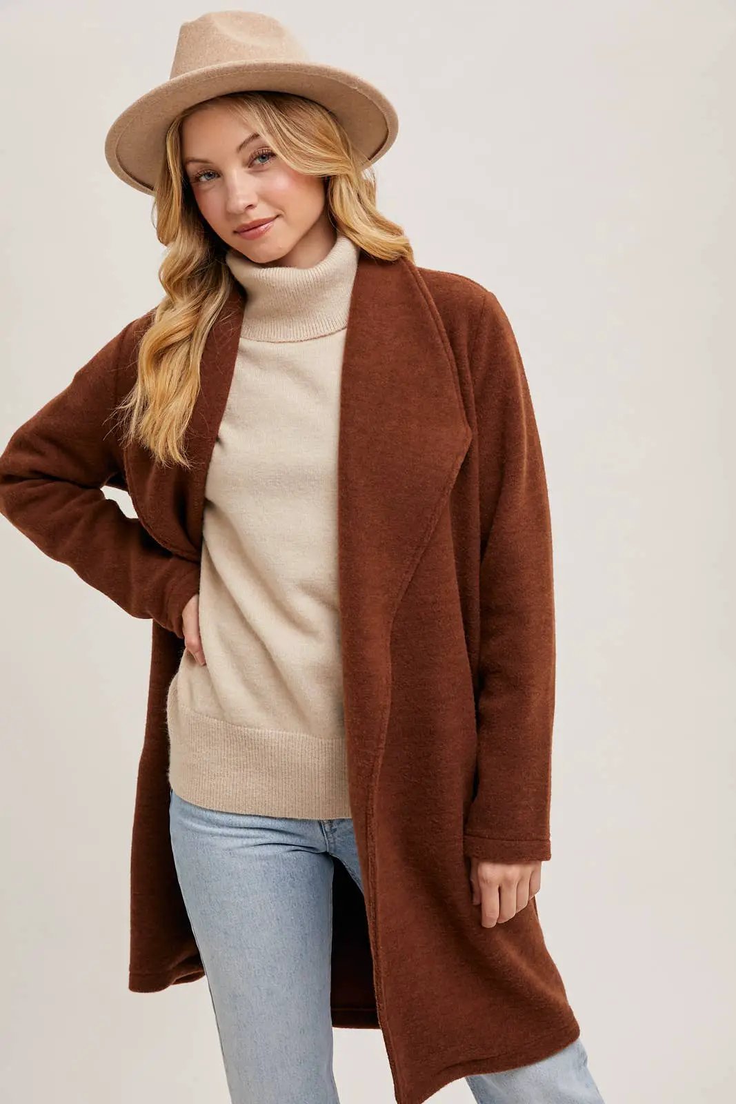 Bluivy Bluivy - OPEN FRONT KNIT COAT JACKET - Wrap Coats