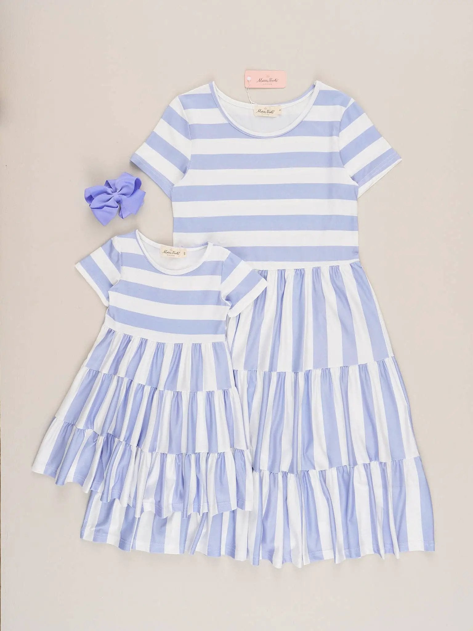 Marie Nicole Clothing Marie Nicole Clothing - Periwinkle Striped Swing Dress - MOMMY - Dresses