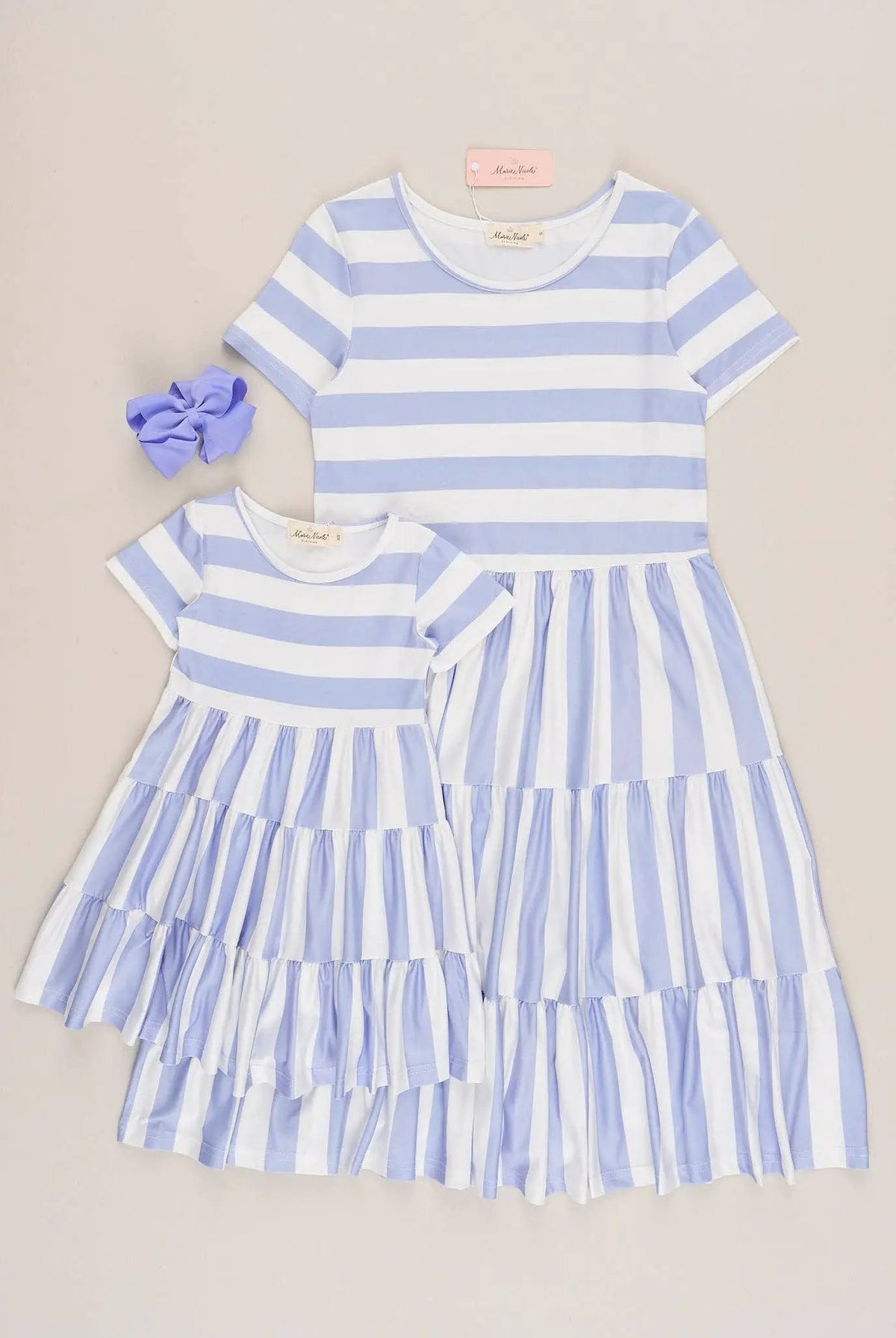 Marie Nicole Clothing Marie Nicole Clothing - Periwinkle Striped Swing Dress - MINI - Dresses
