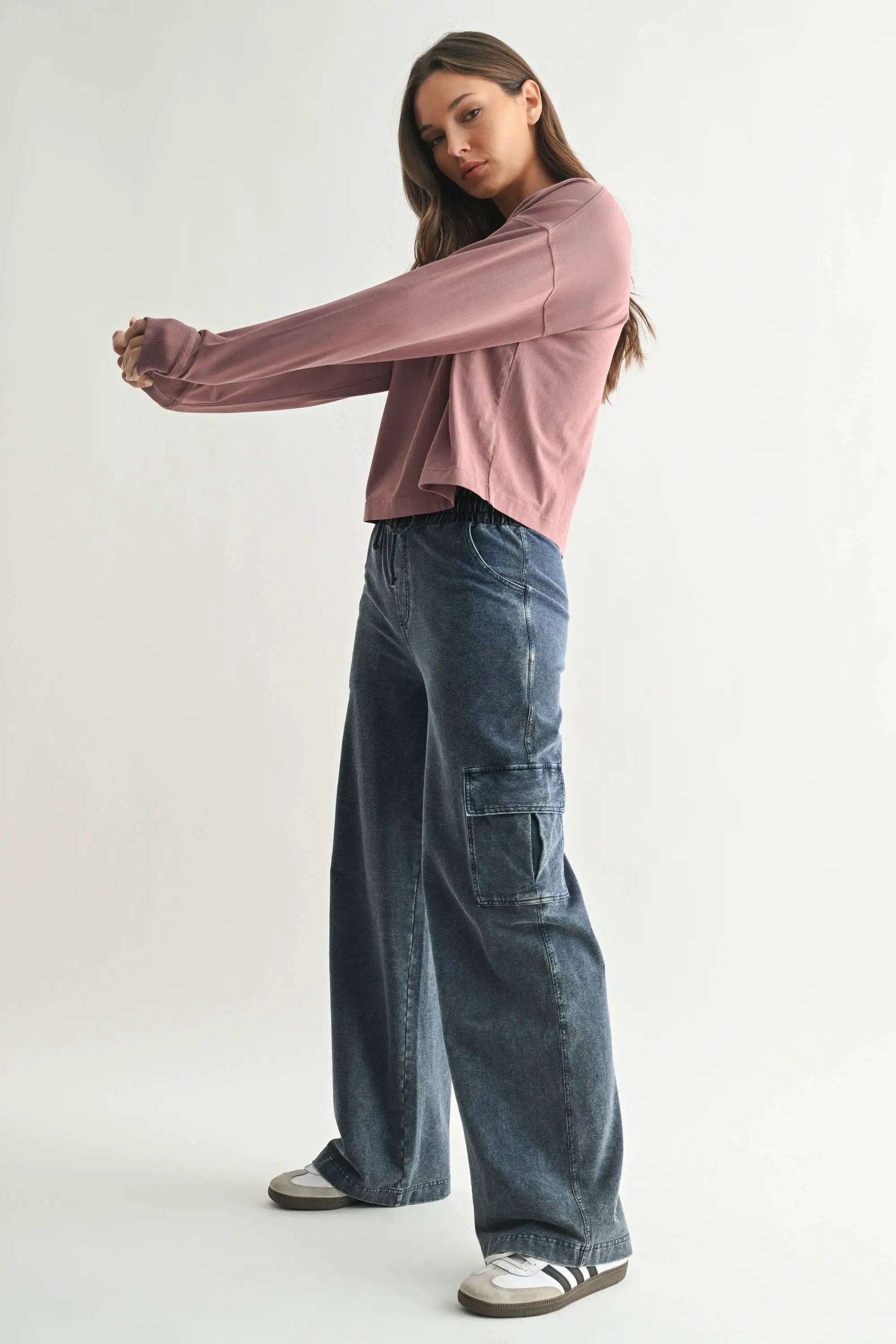 Mono B The Ridgeway Pima Cotton Long Sleeve Top in Rose Taupe - Shirts Mono B - Ridgeway Pima Cotton Long Sleeve