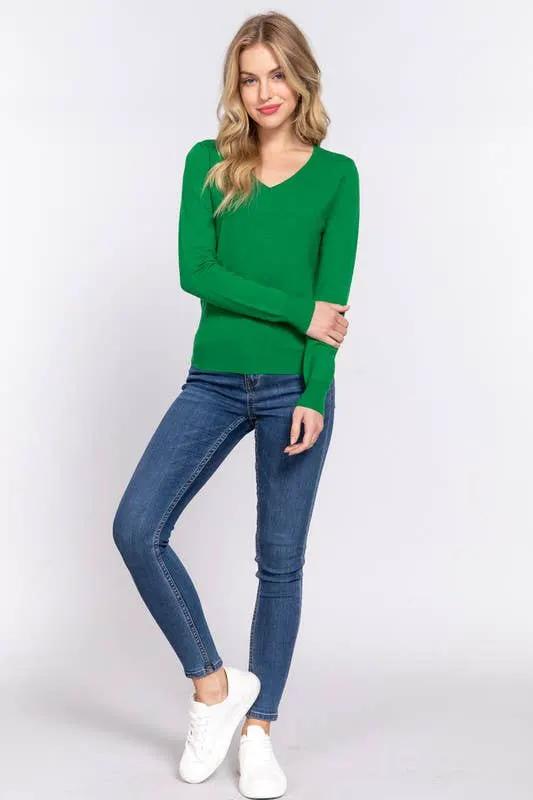 Active Basic | Active USA Lucky Charm Soft Viscose V-Neck Sweater - Sweaters