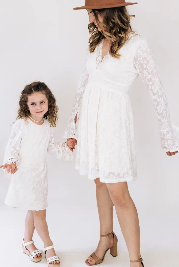 HAHA MAMA Clothing Ivory Lace Mommy & Me Dress - Mini - Baby & Children's Dresses