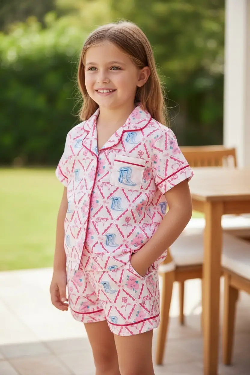 Kids Charm Online Western Cowgirl Boot Print Pajamas - MINI - Pajamas