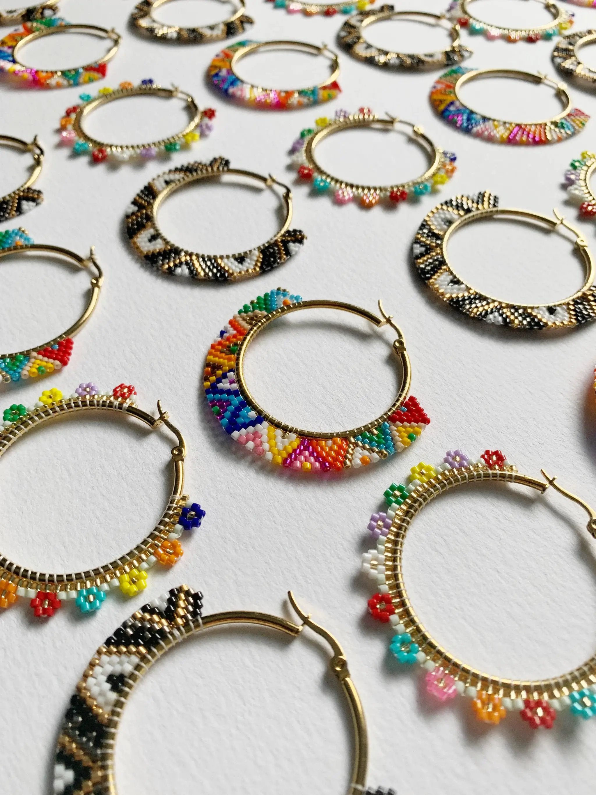 Hey Grl Hey Jewelry Beaded Hoop Earrings - Earrings