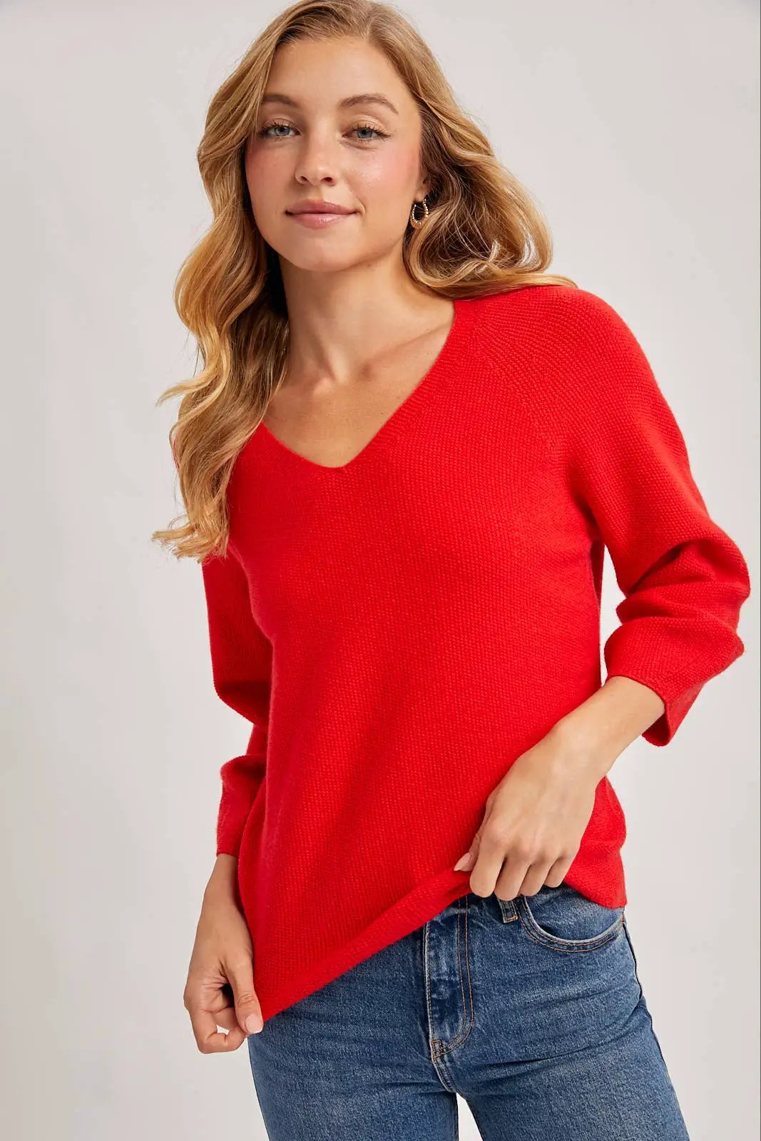 Bluivy The Scarlet Everyday Ease V-Neck Knit Sweater - Sweaters