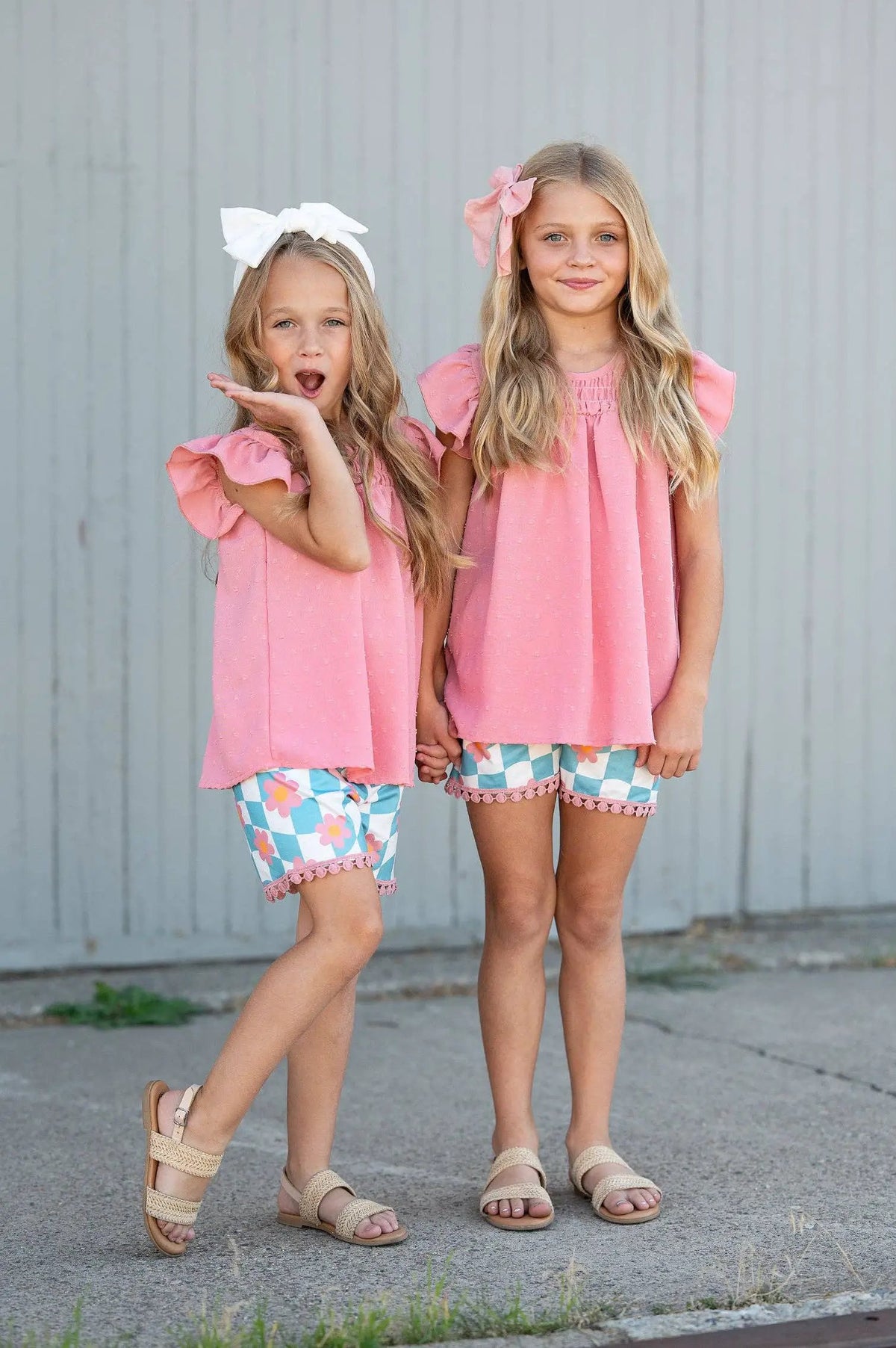 Adorable Sweetness The Pink Daisy Check Dreams Set - Outfit Sets