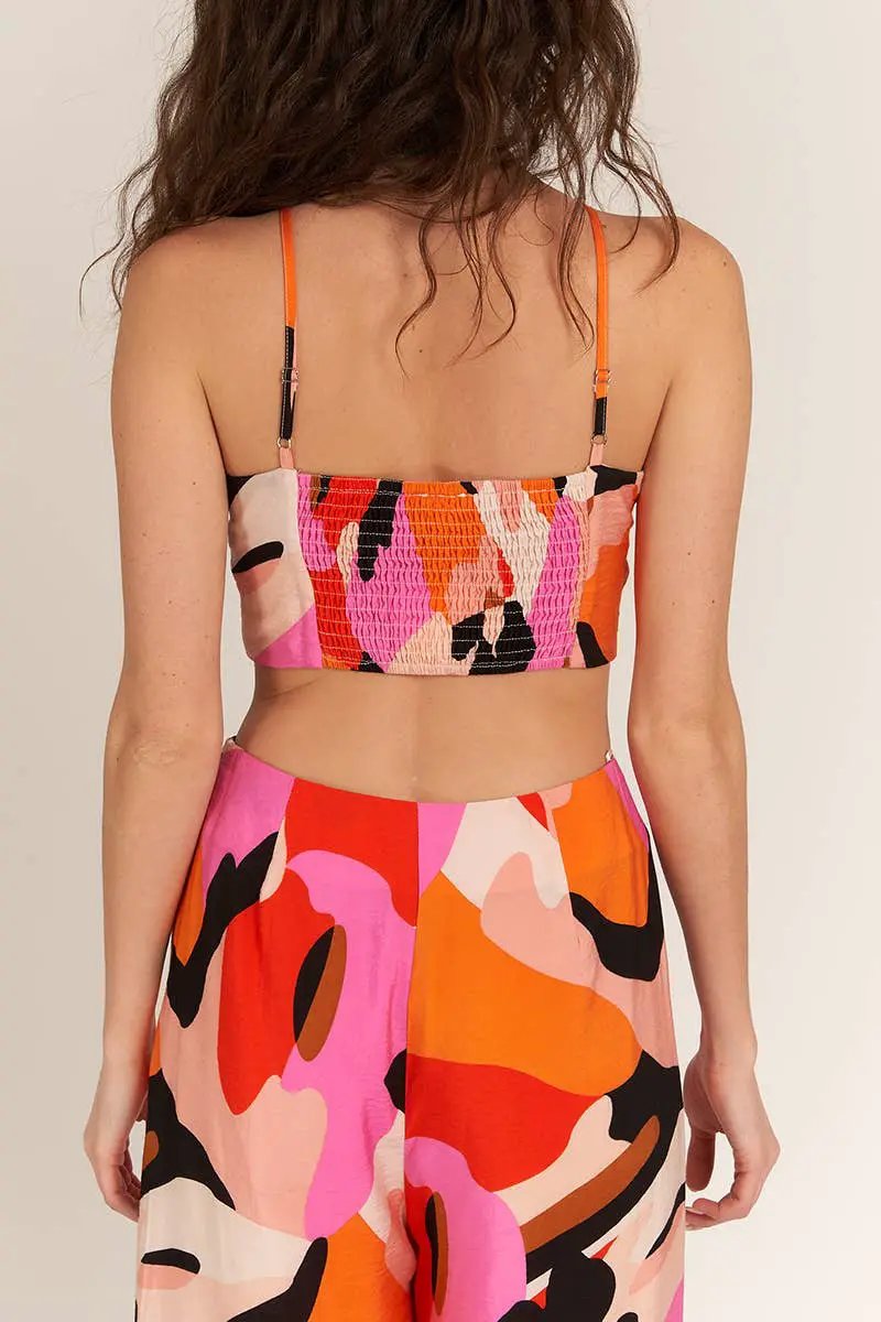 En Crème En Crème Black & Orange Printed Waist Cutout Sleeveless Jumpsuit - One-Pieces sleeveless jumpsuit