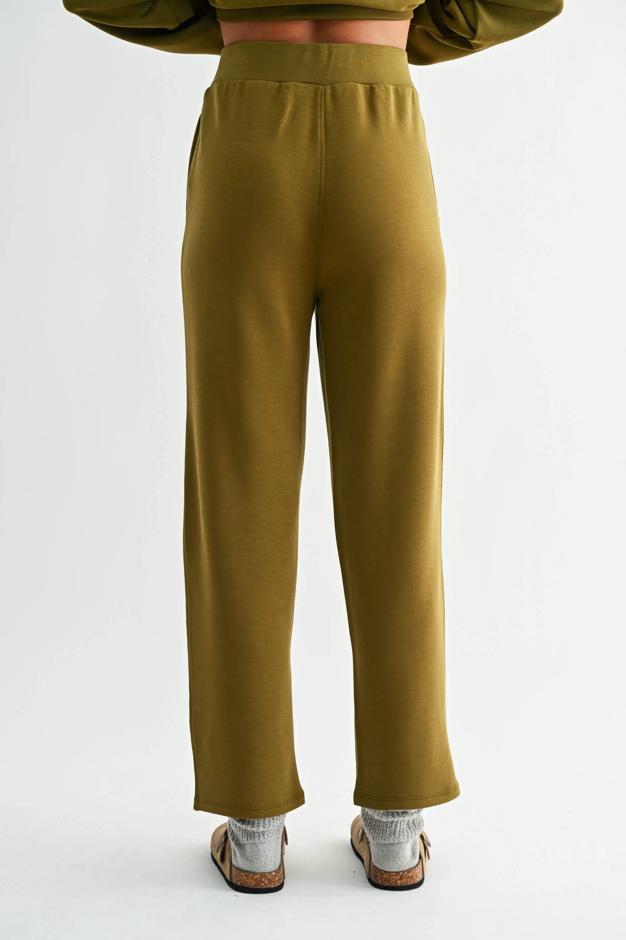 Mono B Mono B - Laguna Soft Drape Cropped Pants in Camo Green - Trousers Mono B - Laguna Soft Drape Cropped Pants