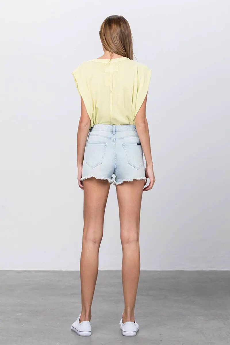 Insane Gene USA The Zipline High Rise Frayed Hem Denim Shorts - Jeans