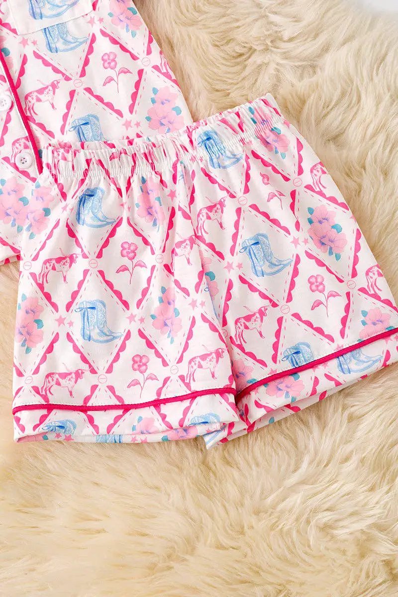 Kids Charm Online Western Cowgirl Boot Print Pajamas - MINI - Pajamas