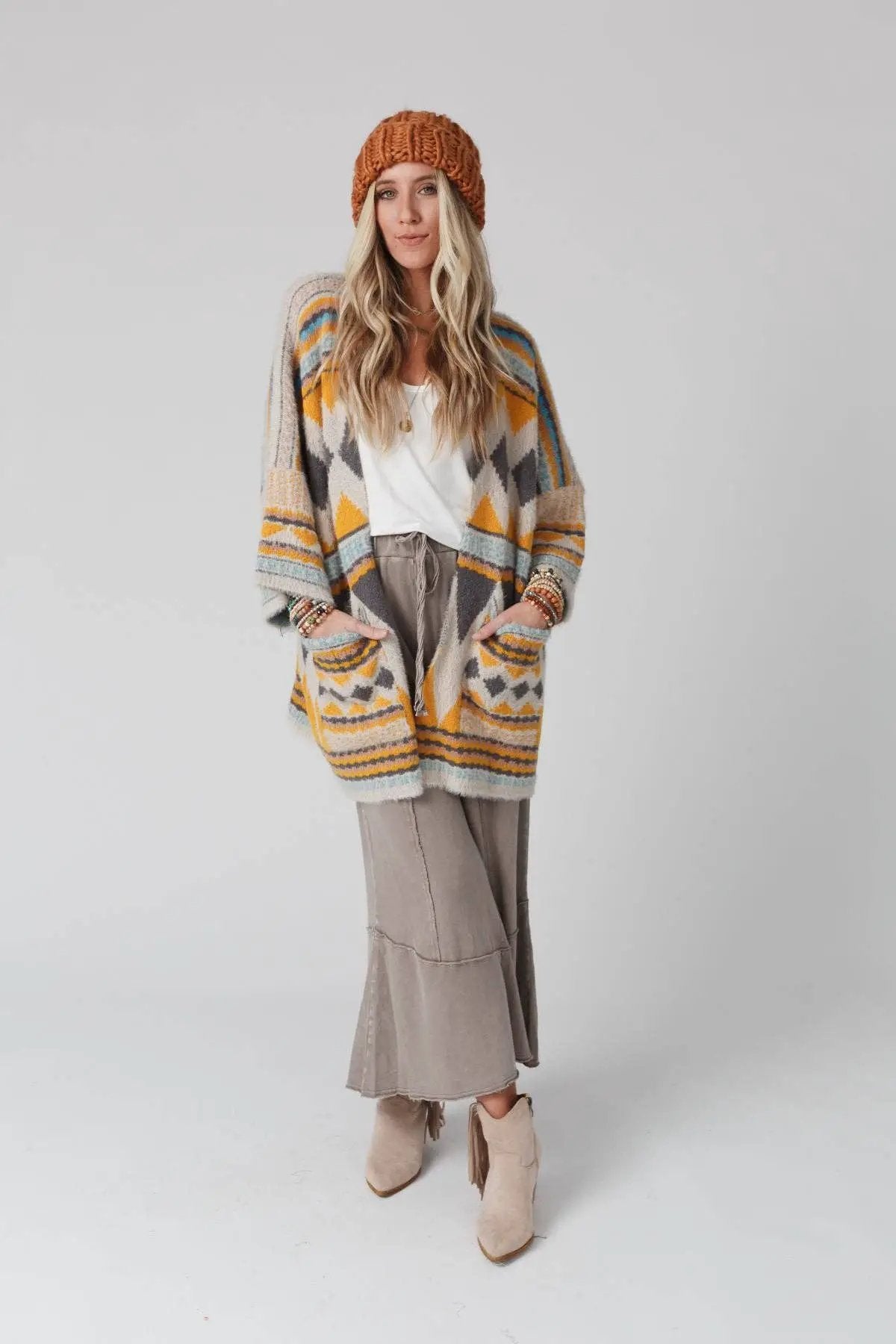 Three Bird Nest Three Bird Nest - Keep It Up Mustard Oversized Cardigan - Cardigans