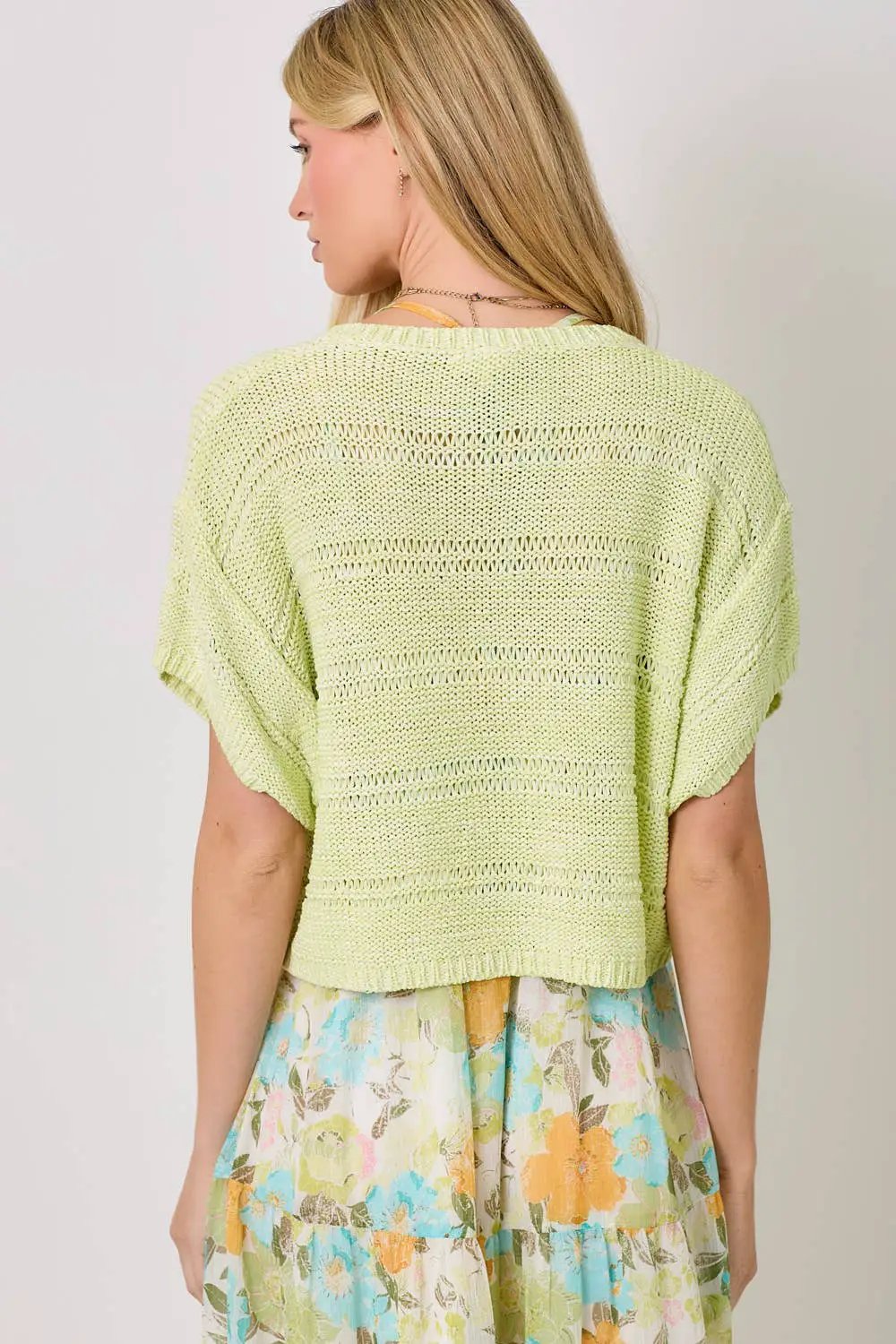 Mystree Mystree - Pistachio Melange Relaxed Sweater - Sweaters