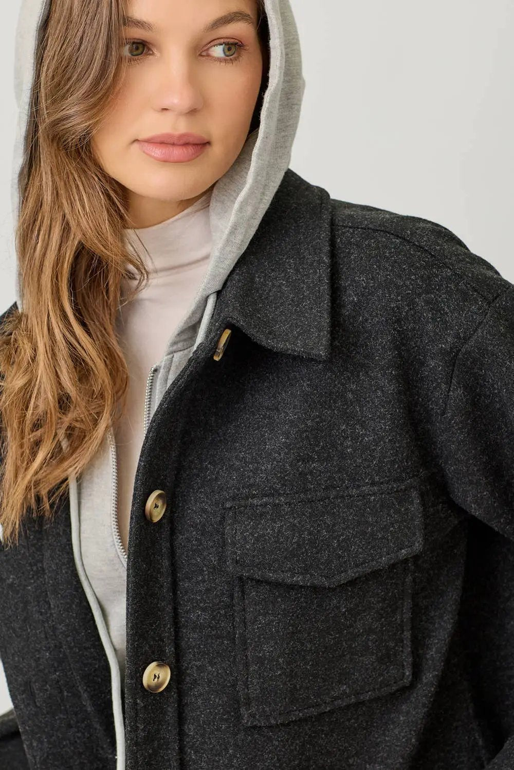 Mystree Mystree - Signature Layers Twofer Hoodie Coat - Coats & Jackets