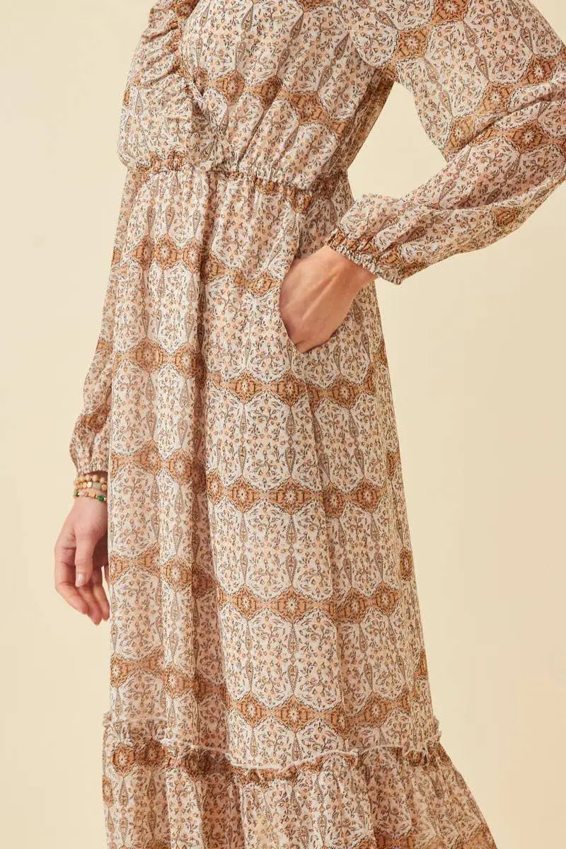 Hayden LA Hayden LA - Womens Printed Long Sleeve Ruffled Surplice Dress - Dresses