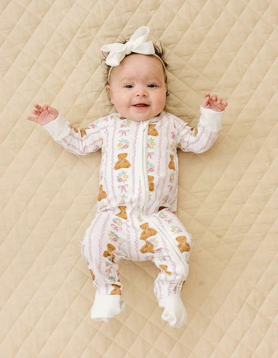 Lucky Panda Kids Bamboo Zip Romper | Honey Bear - Baby & Children's One-Pieces