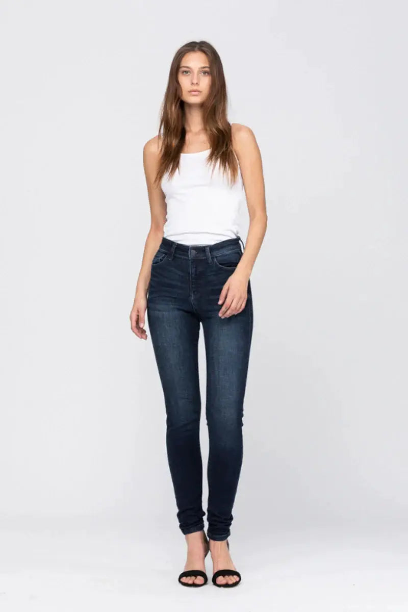 Judy Blue The Ultra High Waisted Dark Wash Skinny Fit Denim Jeans: REG & CURVY - Jeans Judy Blue High Waisted Dark Wash Skinny Fit Denim Jeans