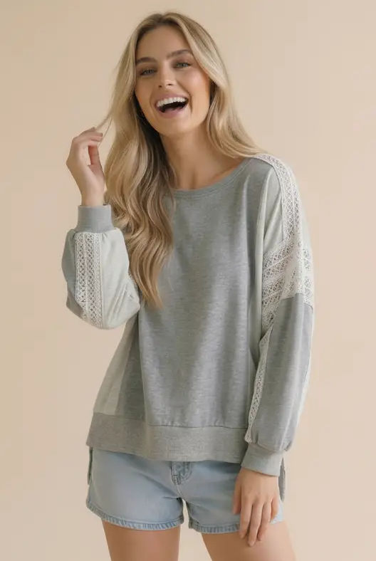 Haptics The Lacewood Lounge Terry Knit Pullover - Sweatshirts