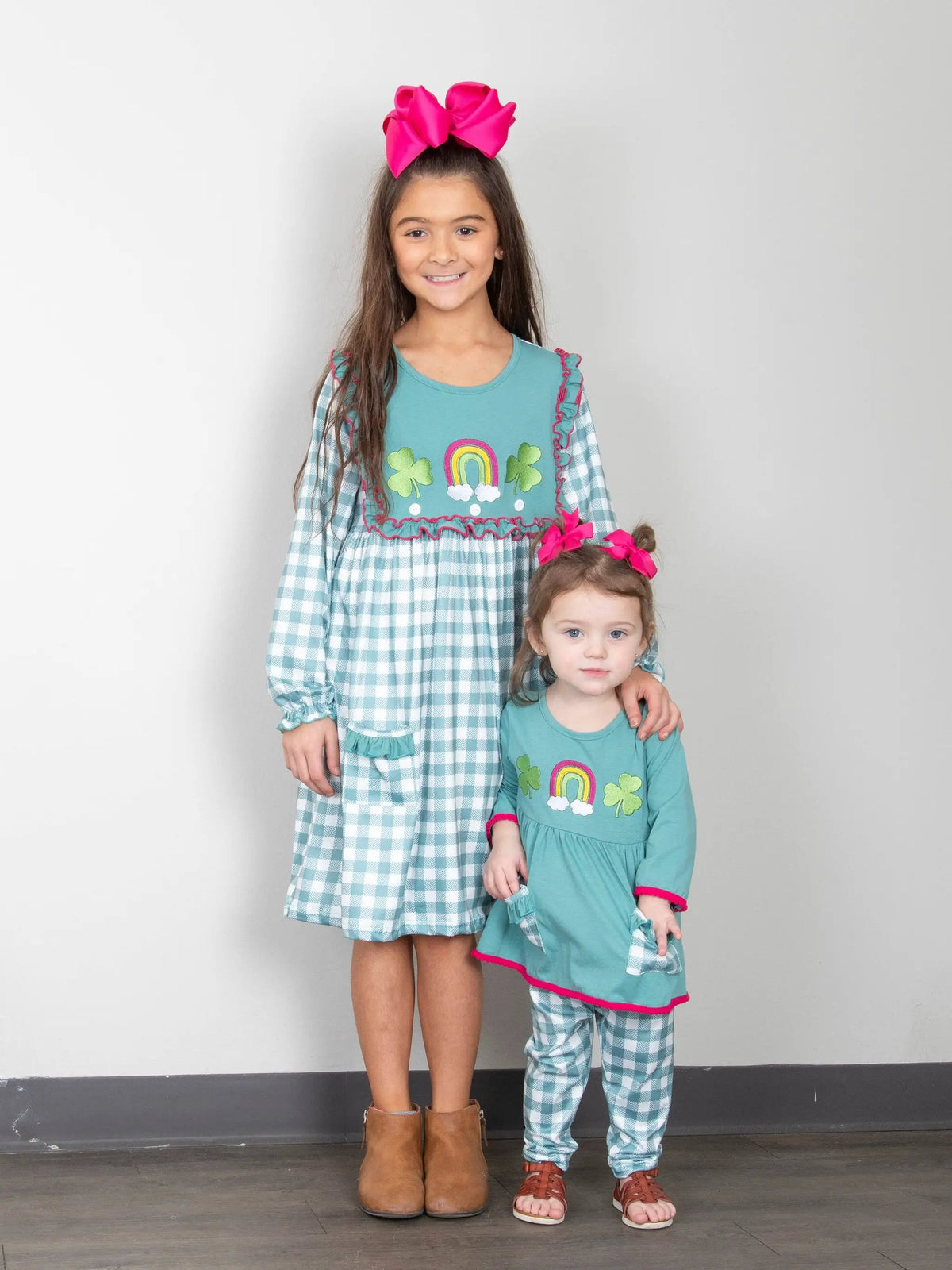 Marie Nicole Clothing Rainbow Clover Field Gingham Dress - Dresses