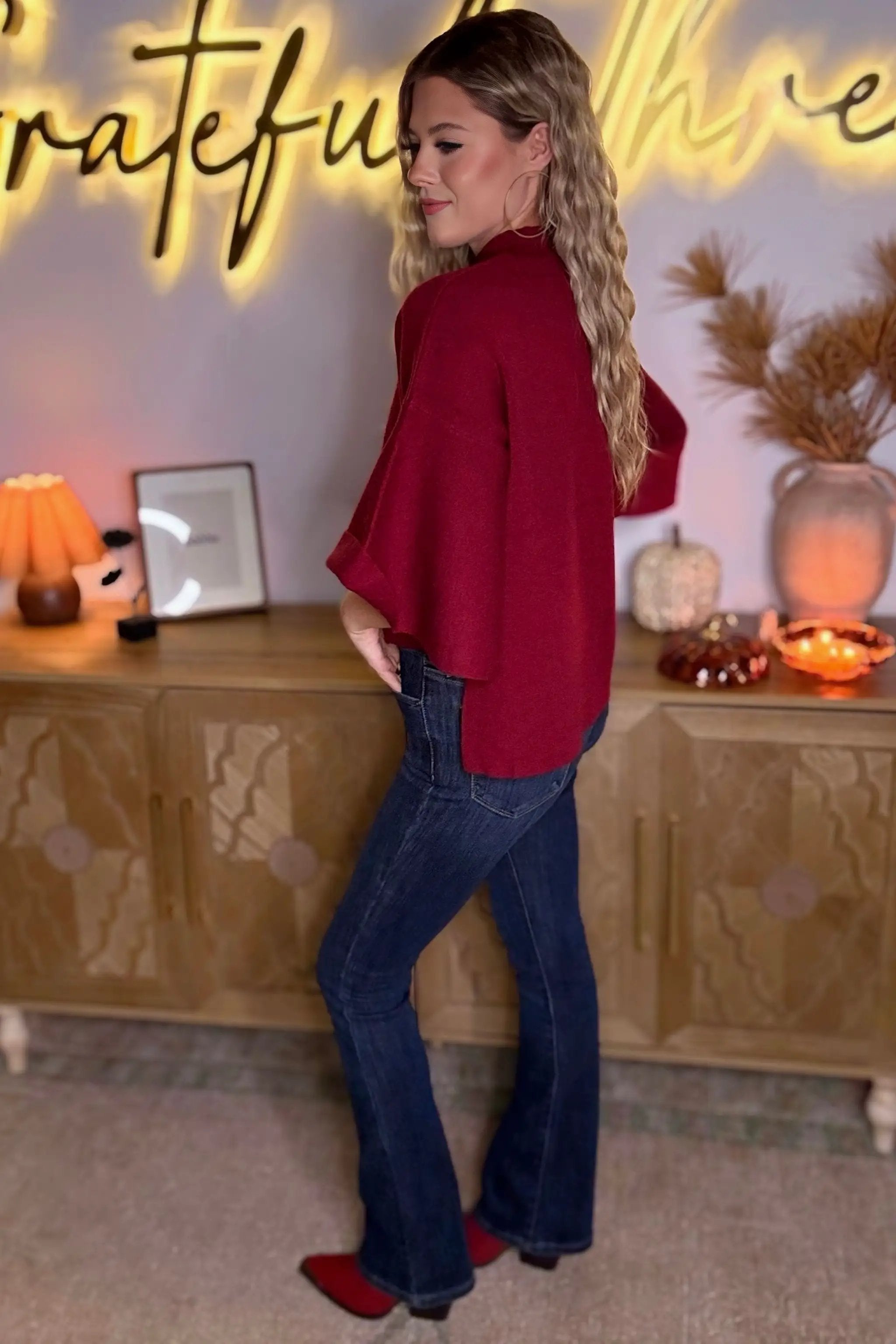 Zenana Viscose Bell Sleeve Sweater - Sweaters Viscose Bell Sleeve Sweater