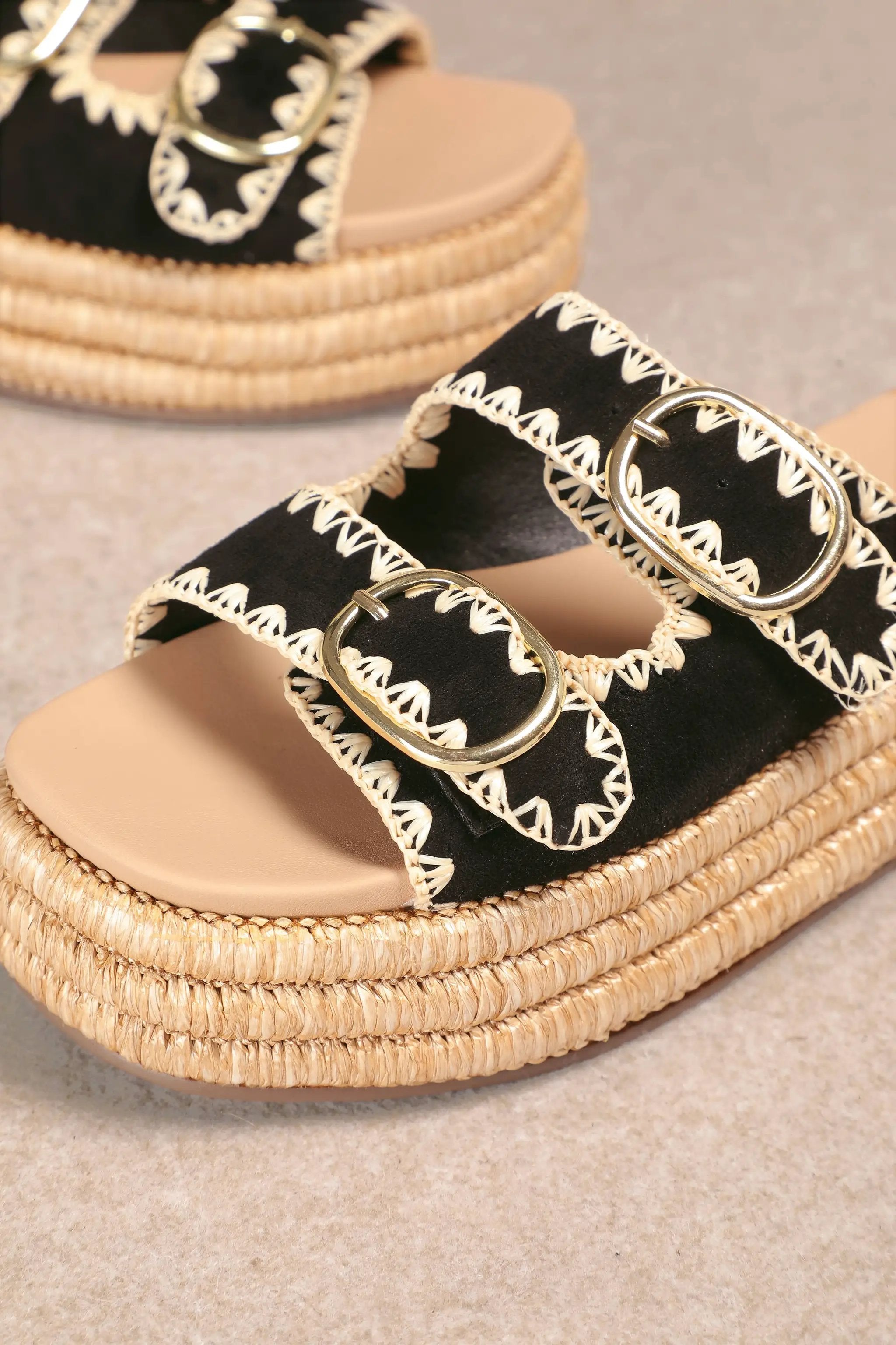 MiiM The HEIDI Platform Sandals: Black - Sandals