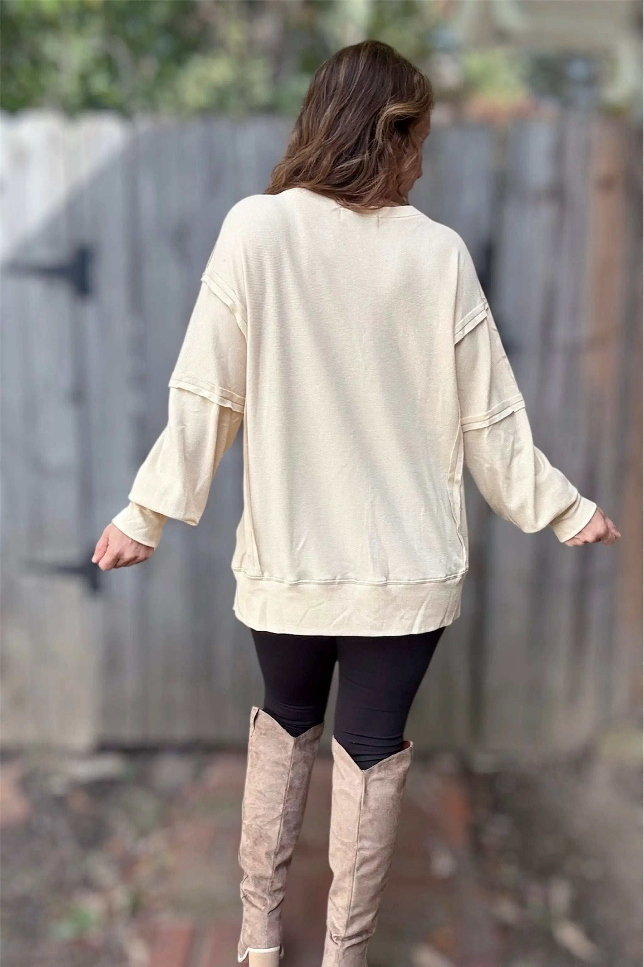 Grateful Threads Boutique Wild About Love Sweatshirt - Sweatshirts White Oversize Leopard LOVE Patched Graphic Round Neck Casual Sweatshirt