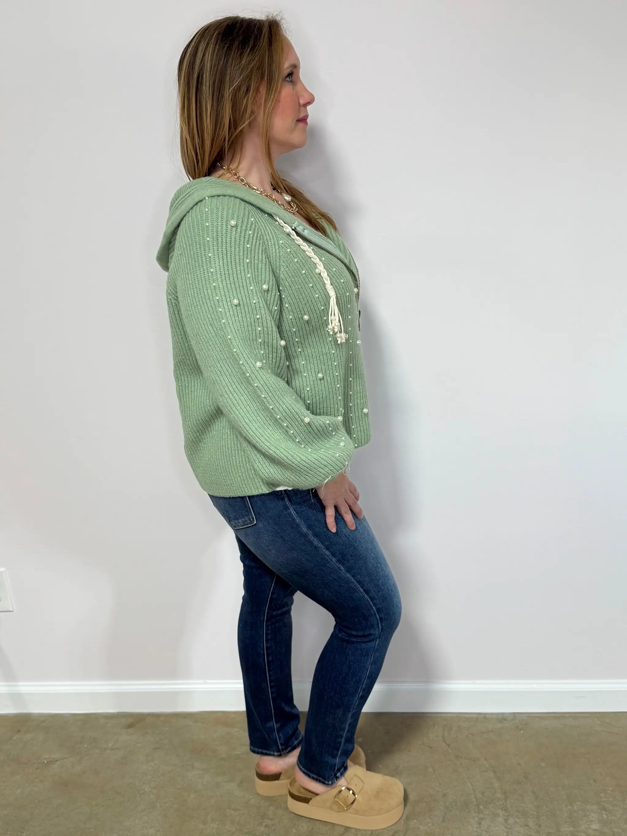 POL POL Pearl Trim Sweater Cardigan - Sweaters